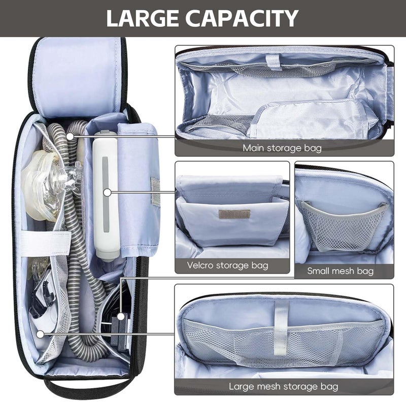 Tiny Chou CPAP Travel Bag Compatible with ResMed AirMini Machine & Accessories, Portable CPAP Equipment & Supplies Carrying Bag, Compact CPAP Organizer Storage Bag with Compartments,Black (Bag Only) - Image 4